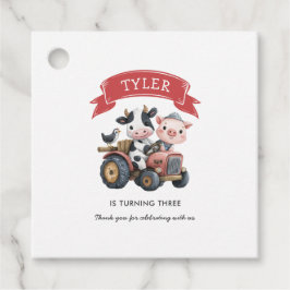 Cute Farmhouse Animals Cow Gris Birthday Gåvor Etiketter