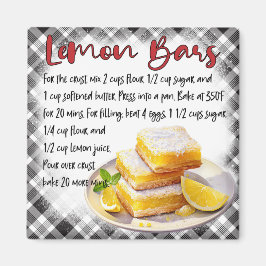 Cute Farmhouse Homemade Lemon Bars Baking Recipe Magnet