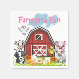 Cute Farmyard Roligt Animals Land Barn & Daisys Pappersservett