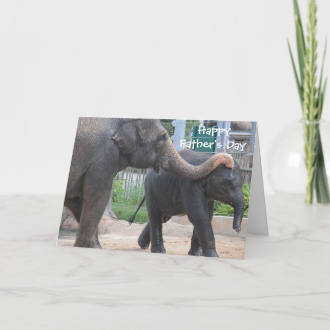 Cute Fars dag Card, Elephant pappa och baby Kort (Framsida)