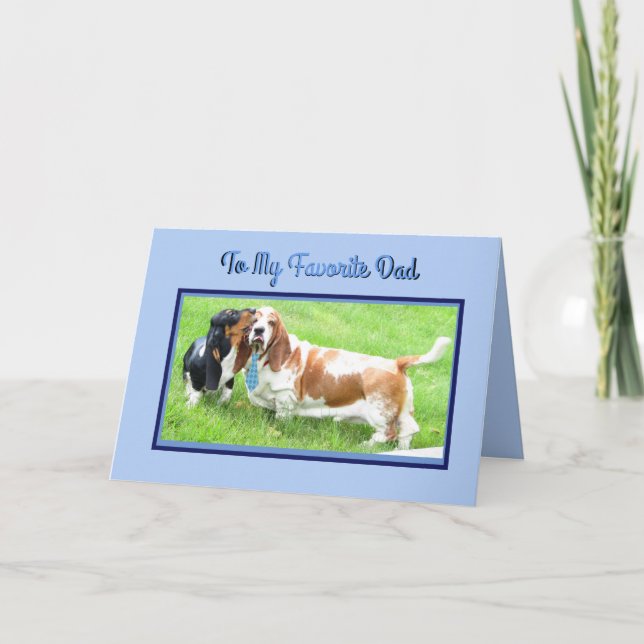 Cute Fars dag Card W/Basset Hounds & Tie Kort (Framsida)