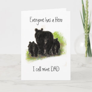 Cute Fars dag, Pappa min Hero, Bear Family Kort