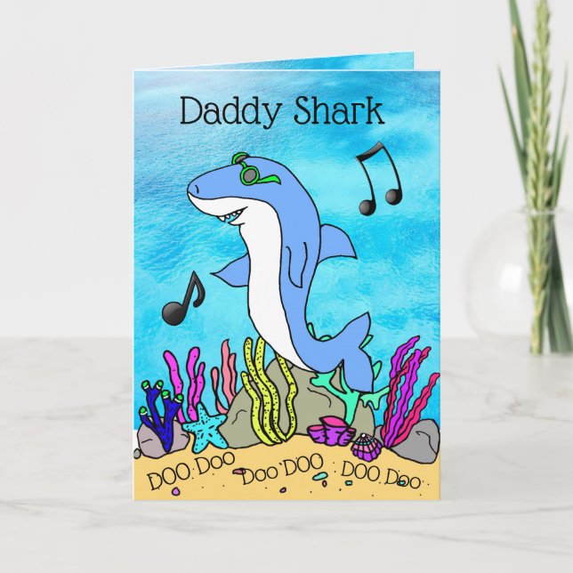 Cute Fars dag pappa Shark Kort (Framsida)