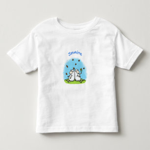 Cute fårvänner och fjärilar tecknad t shirt