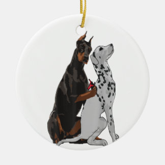 Cute Fashionable Doberman Tattooing Dalmatien Hund Julgransprydnad Keramik