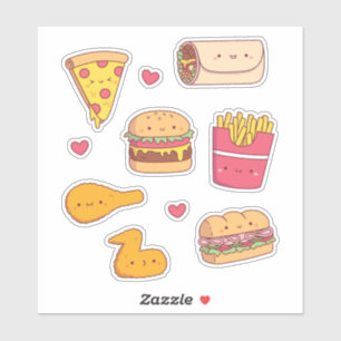 Cute Fast Food Doodles Sticker Pack Klistermärken