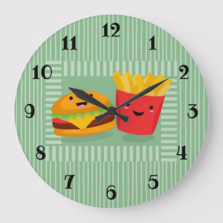 Cute Fast Food Hamburger Fries Stor Klocka