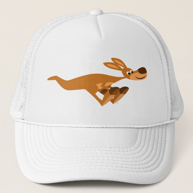 Cute Fast Tecknad Kangaroo Hat Truckerkeps (Framsida)
