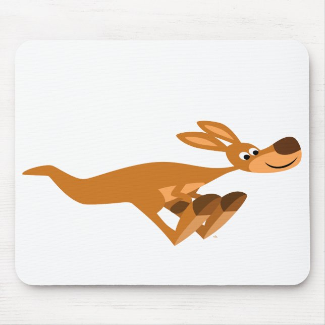 Cute Fast Tecknad Kangaroo Mousepad Musmatta (Framsidan)