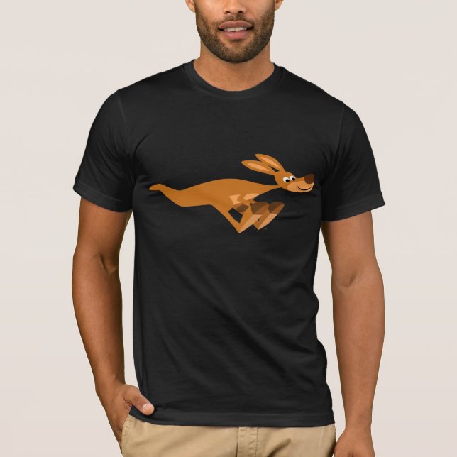 Cute Fast Tecknad Kangaroo T-Shirt (Framsida)
