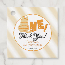 Cute Fat Orange Cat 1st Birthday Gåvor Etiketter