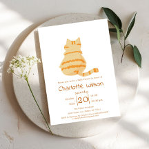 Cute Fat Orange Cat Baby Shower