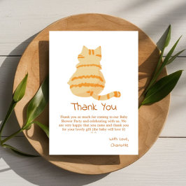Cute Fat Orange Cat Baby Shower Tack Kort
