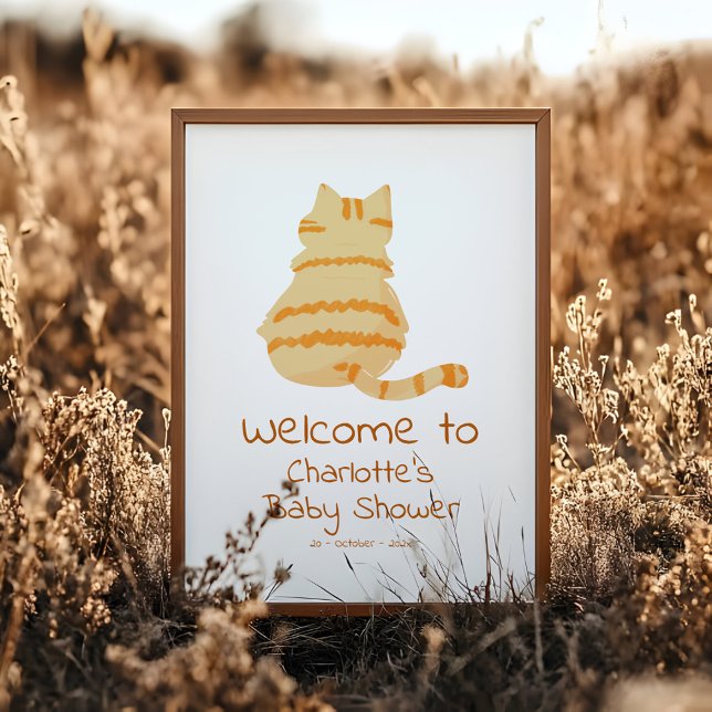 Cute Fat Orange Cat Baby Shower Welcome Sign Poster (Skapare uppladdad)
