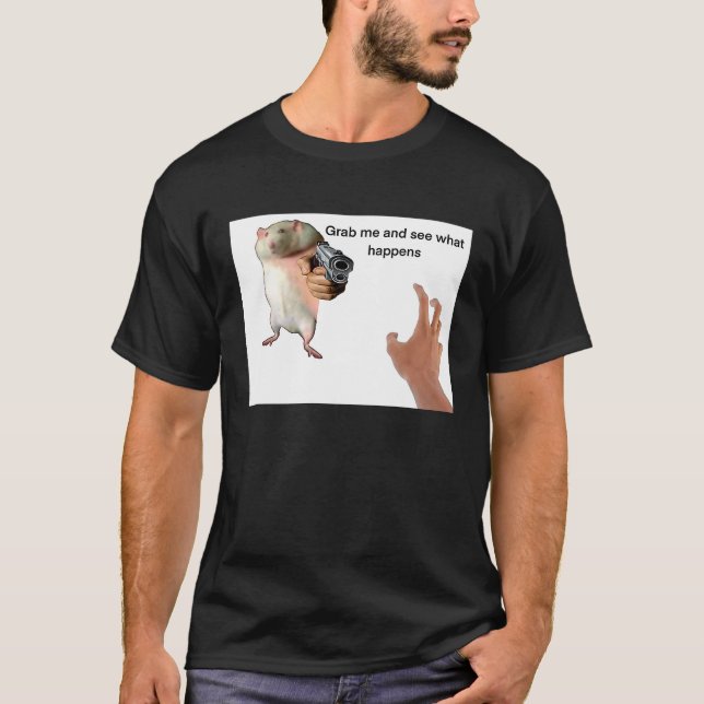 Cute Fat Rat Being Grabbed Meme T Shirt (Framsida)