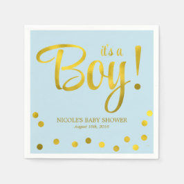 Cute Faux Gold Foil Confetti Boy Shower Pappersservett