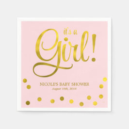 Cute Faux Gold Foil Confetti Girl Baby Shower Pappersservett