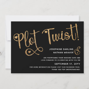Cute Faux Guld Black Plot Twist uppskjuten Bröllop Spara Datumet