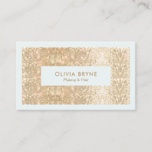 Cute FAUX Guld Sequin Makeup och Hair Visitkort