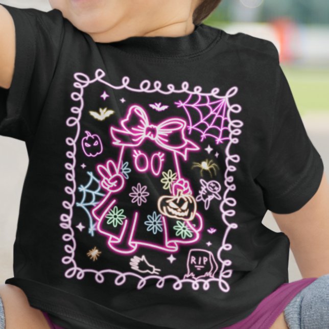 Cute Faux Neon Glow Halloween Spooky Ghost Girl T Shirt (Skapare uppladdad)