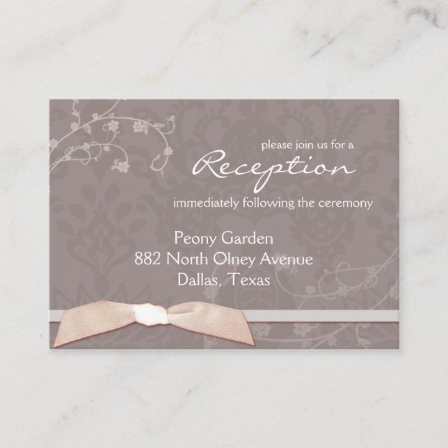 Cute Faux Ribbon Wedding Reception Tilläggskort (Framsida)