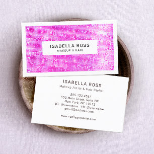 Cute Faux Shock rosa Sequins Beauty och Mode Visitkort