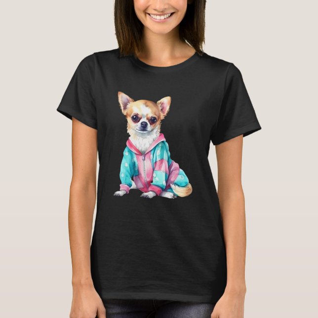 Cute Fawn Chihuahua Puppy Portrait 2 T Shirt (Framsida)