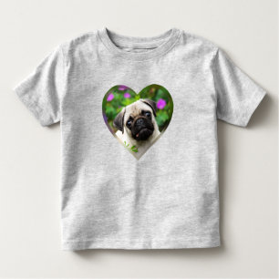 Cute Fawn Färgad Pug Puppy Hund Photo Heart T Shirt