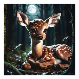 Cute fawn hjort fototryck