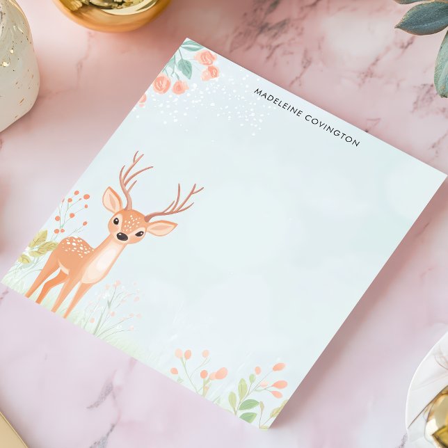 Cute Fawn Hjort Woodland Personlig Namn Anteckningsblock (Skapare uppladdad)