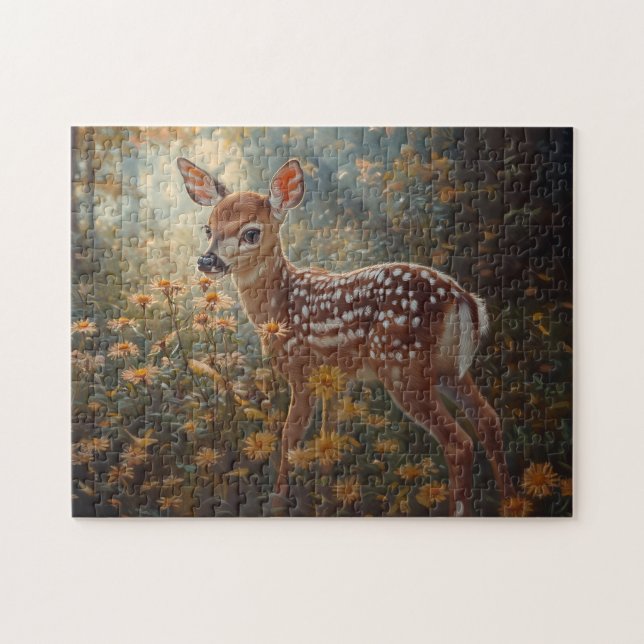 Cute Fawn in the Forest Pussel (Horisontell)