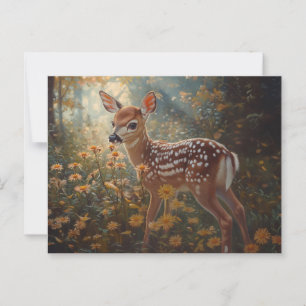 Cute Fawn in the Forest Vykort