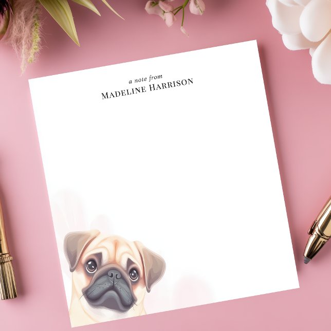 Cute Fawn Pug Hund älskare Personlig Anteckningsblock (Skapare uppladdad)