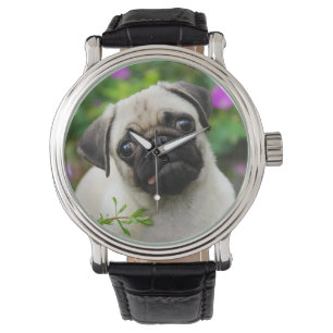 Cute fawn pug-valp armbandsur