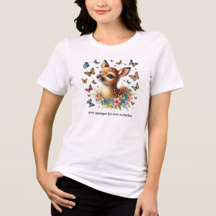 Cute Fawn tittar på fjärilar i Meadow T Shirt