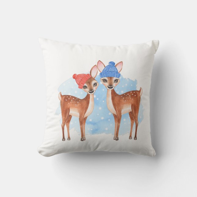 Cute Fawns Kudde (Framsida)