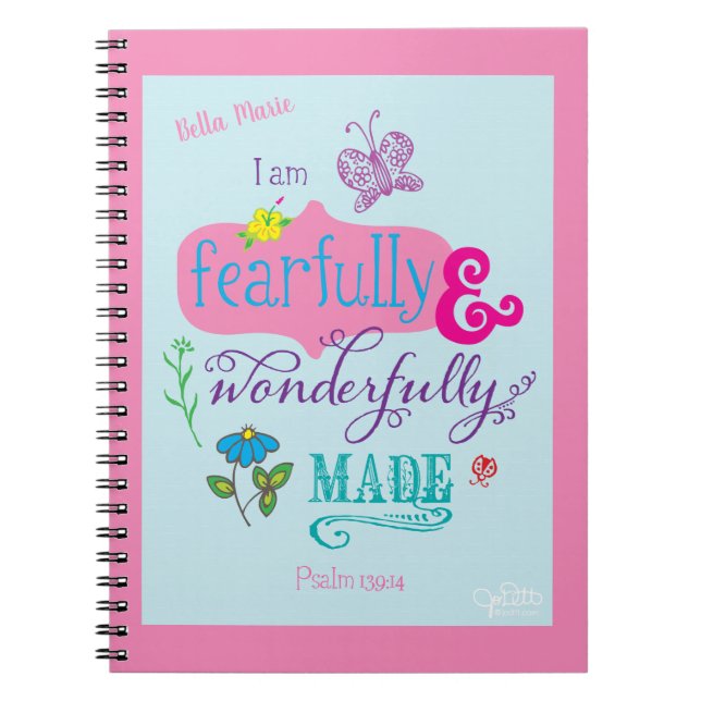 Cute Fearully och Wondem Made Bible Verse Anteckningsbok (Framsidan)