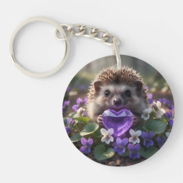 Cute February Hedgehog with Amethyst Heart