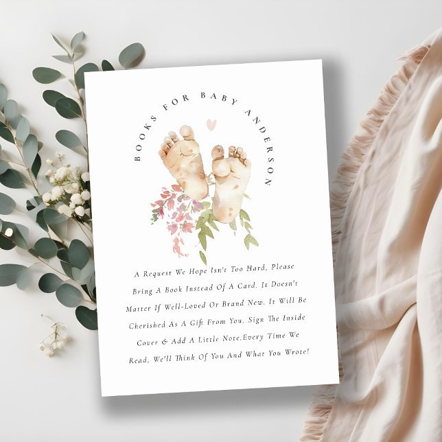 Cute Feed Rosa Blommigt Girl Bokar for Baby Shower Tilläggskort (Skapare uppladdad)