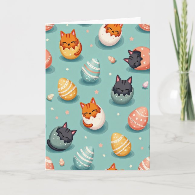 Cute Feline Hatching Pattern Card Kort (Framsida)
