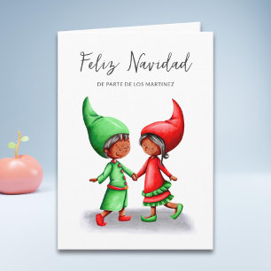 Cute Feliz Navidad Black Elves Helgdag Kort