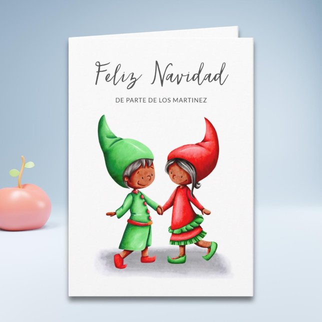 Cute Feliz Navidad Black Elves Helgdag Kort (Skapare uppladdad)