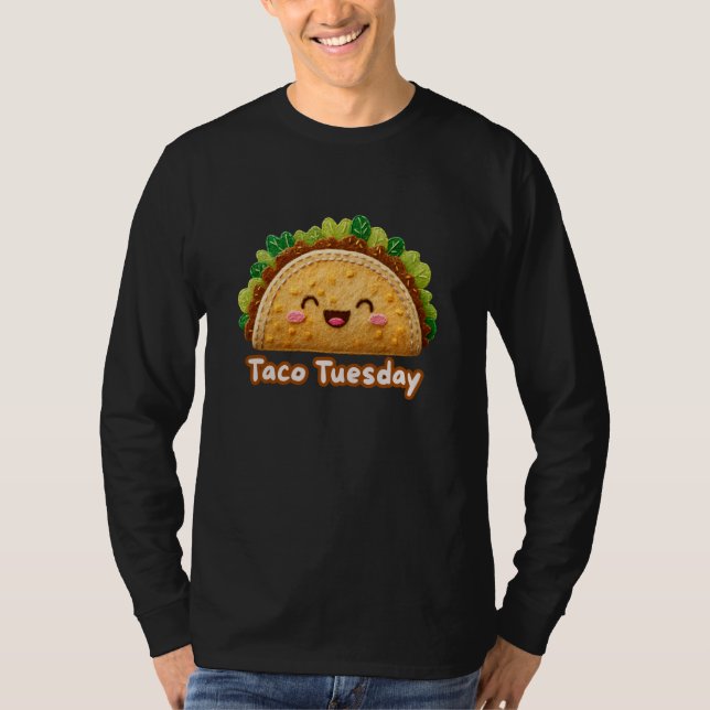 Cute Felt Taco Tuesday Kawaii Mexican Food Guac Fa T Shirt (Framsida)