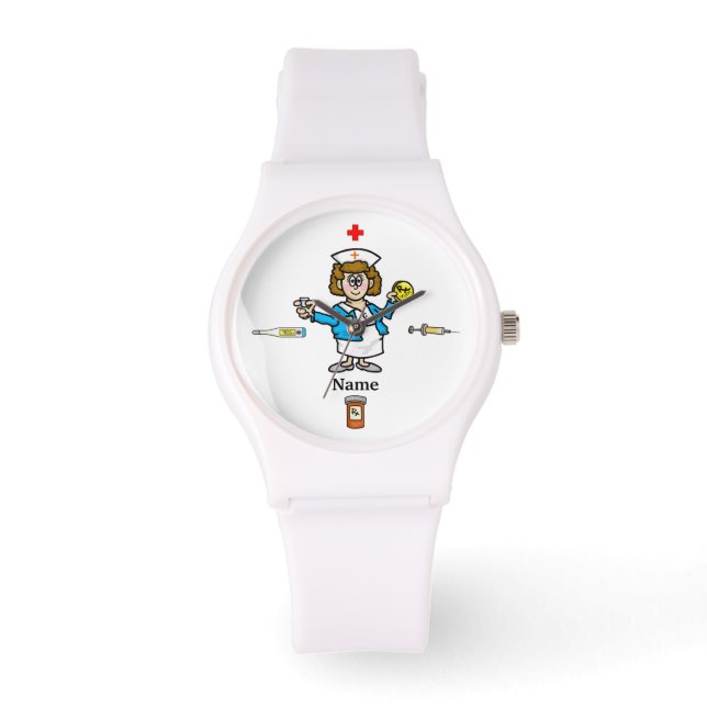Cute Female Nurse Watch + Medicine Personalize it Armbandsur (Framsida)