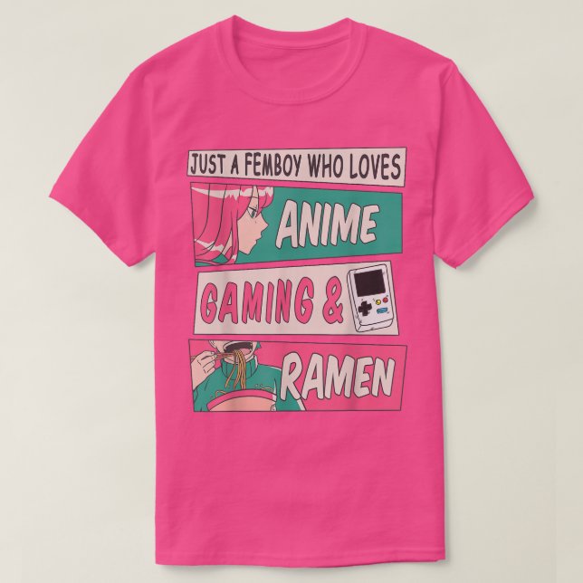 Cute Femboy Anime Gaming & Ramen Design Sissy Man T Shirt (Design framsida)