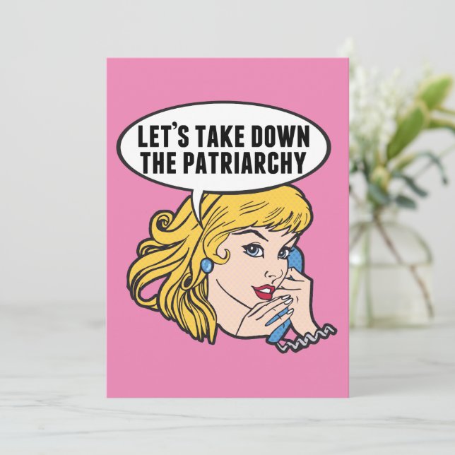 Cute Feminist Retro Pop Art Anti-Patriarchy Quote Kort (Stående Fram)