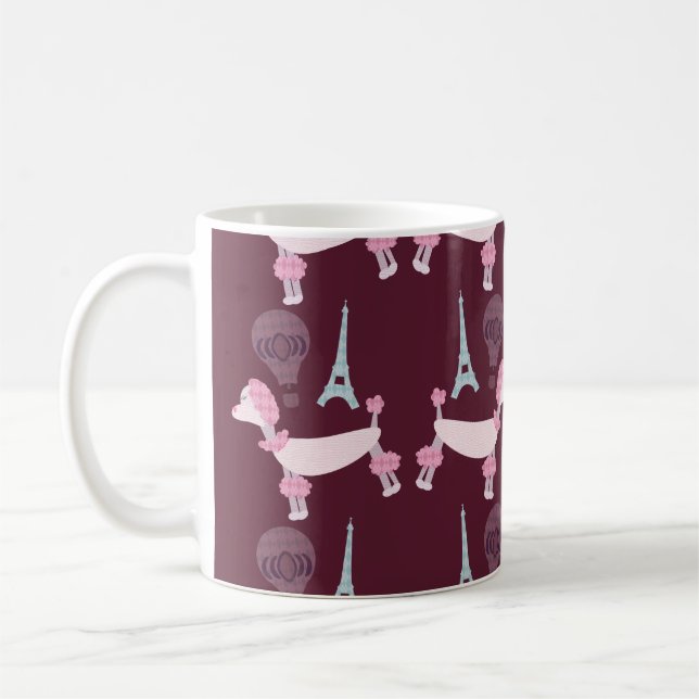 Cute Femties Paris Pudel Mönster Kaffemugg (Vänster)