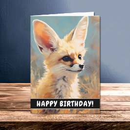 Cute Fennec Fox Adsible Porträtt Birday Card Kort