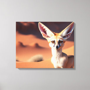 Cute, Fennec Fox i öknen Canvastryck