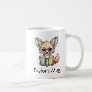 Cute Fennec Fox Reading a Book Custom Kaffemugg